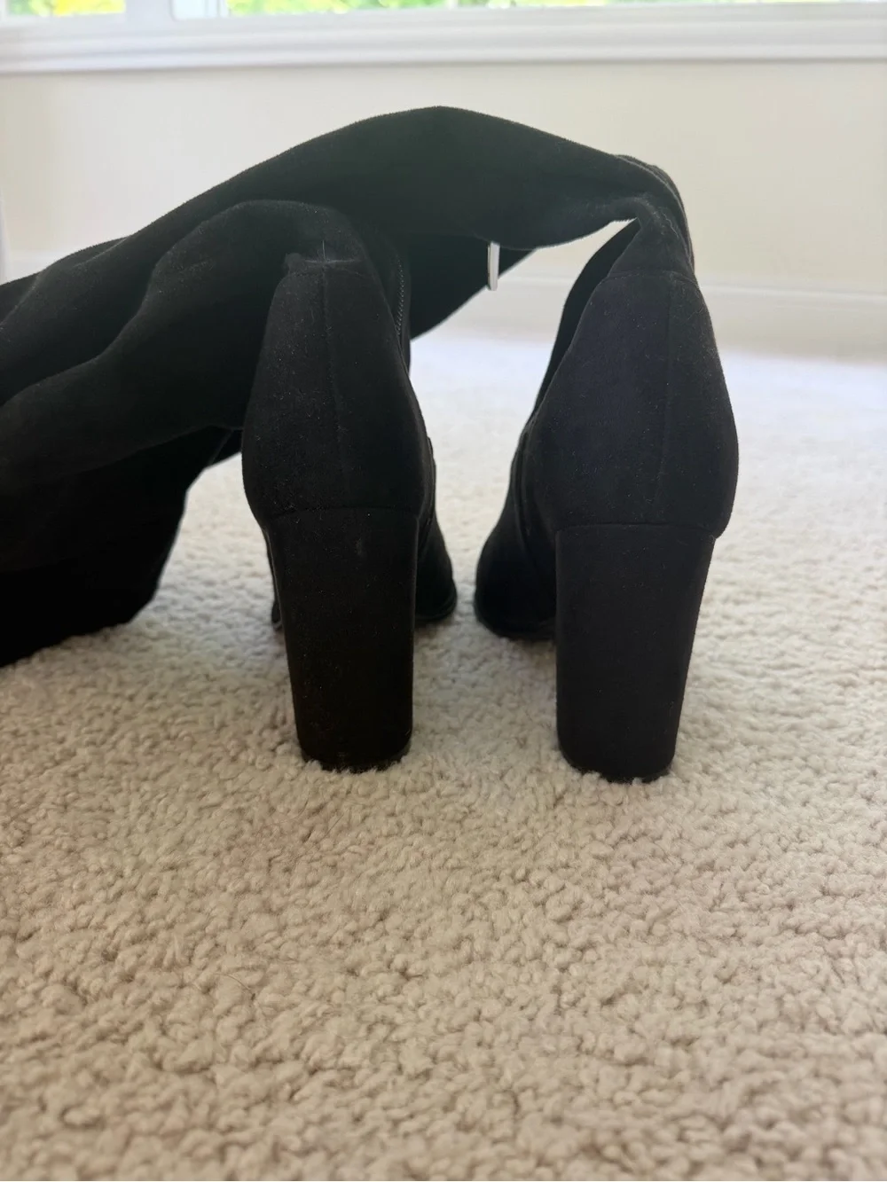 Marc Fisher Black Suede Over-The-Knee Block Heel Boots